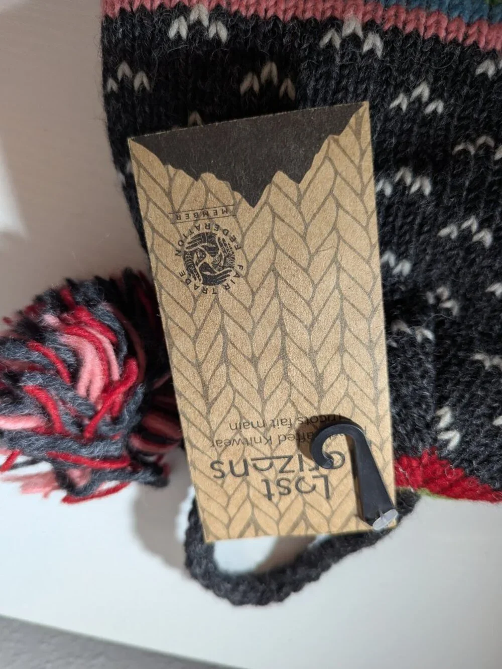 Lost Horizons Nepal Handmade Wool Earflap Beanie Hat Unisex Winter Fleeced